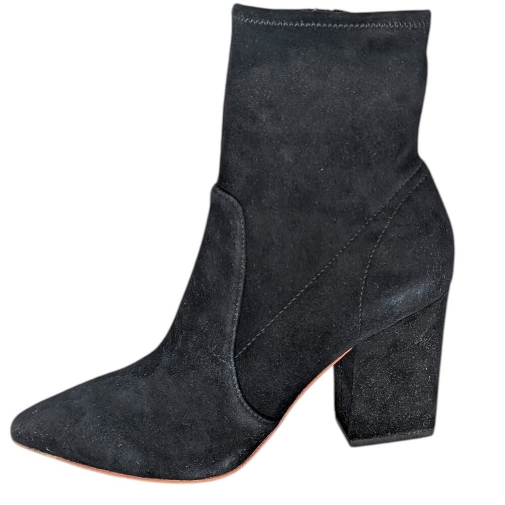 Loeffler Randall Isla Black Suede Ankle Boots Pointed Toe Heel 9
